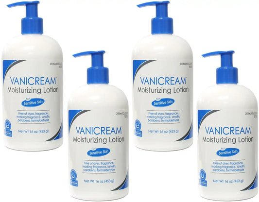 Vanicream Lotion with Pump for Sensitive Skin, 16oz Per Bottle (4 Pack)